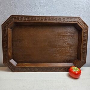 Vintage MCM Thermo-Serv Entertaining Large Tray Greek Key Border 21 x 14 in